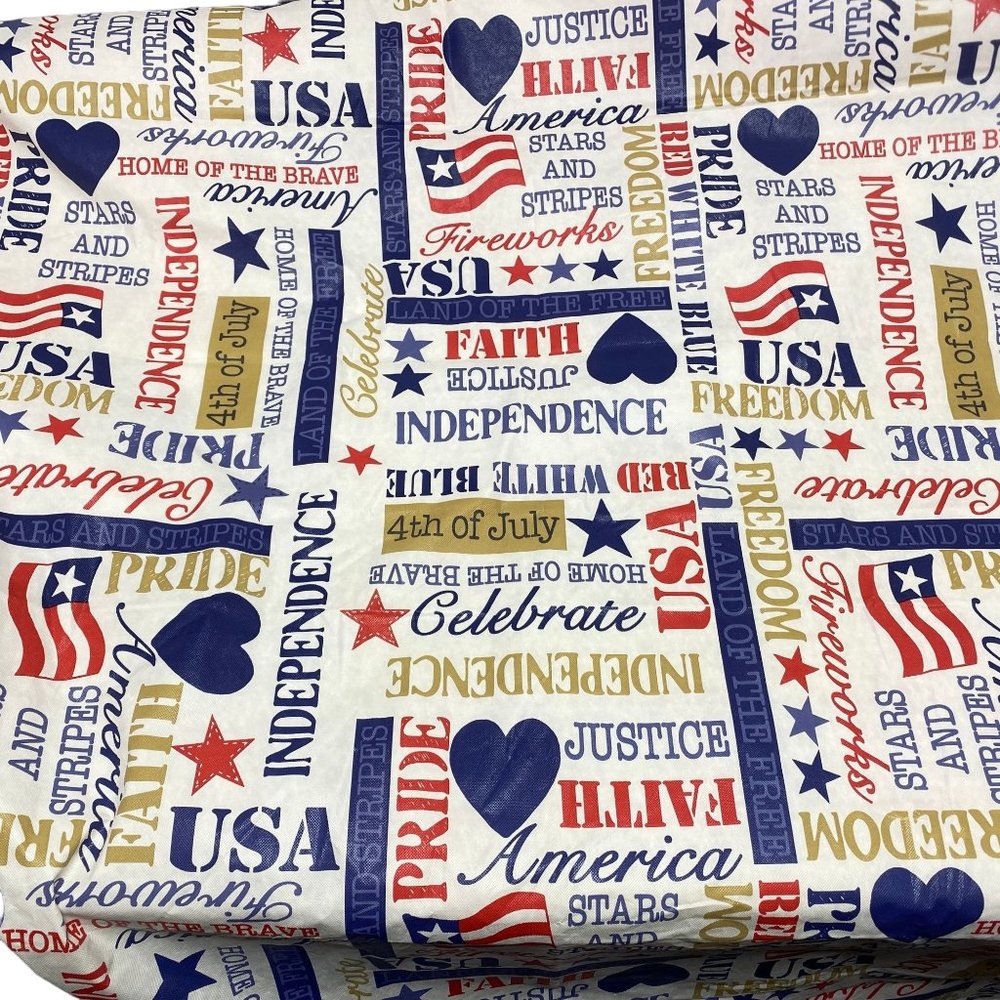 Vintage Patriotic Vinyl Tablecloth Table Cover Rectangle 69.5X52